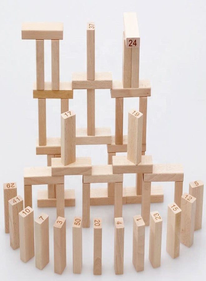 PULSBERY Timber Tower Wooden Block for Kids 54 Pieces Numbered Classic Stacking Game with 2 Dices Giant Wooden Toppling, and Tumbling Game for Children - Image 5